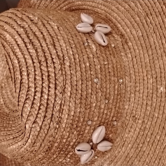 $110 Resort Ready Wheat Straw Fedora Glam Shell Rhinestone Womens San Diego Hat - Picture 5 of 7